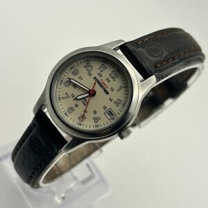 Timex Expedition Indiglo Brown Leather Women’s Watch Working New Battery